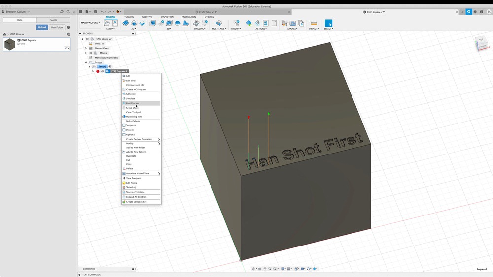 Post Process in Fusion 360