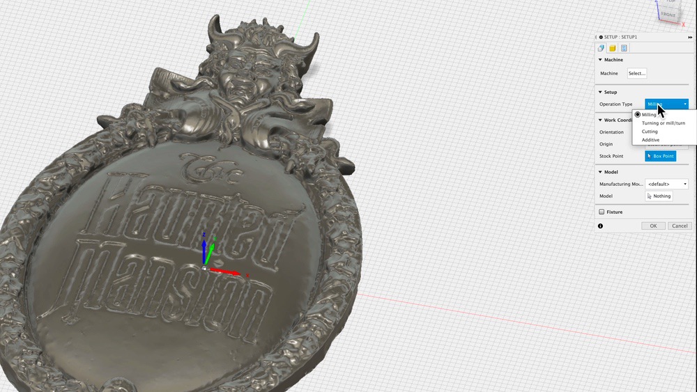 Define Milling Setup in Fusion 360