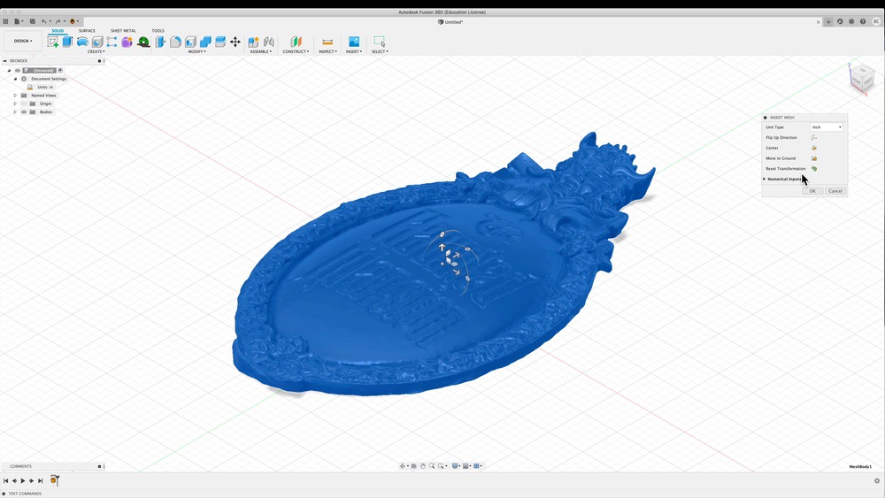 Import mesh in Fusion 360