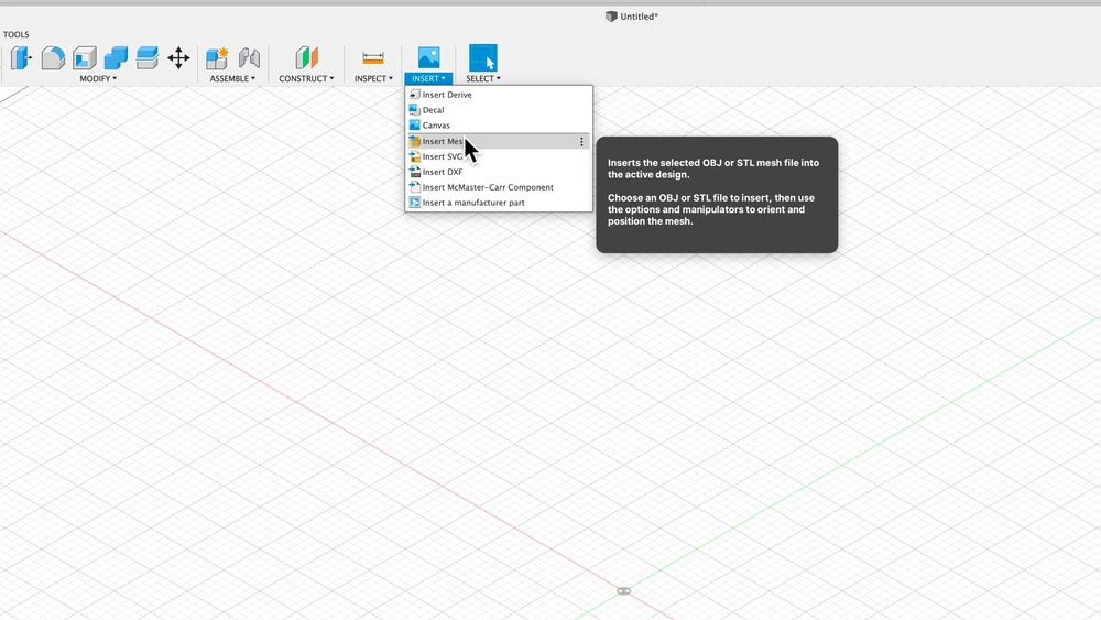 Select Mesh in Fusion 360