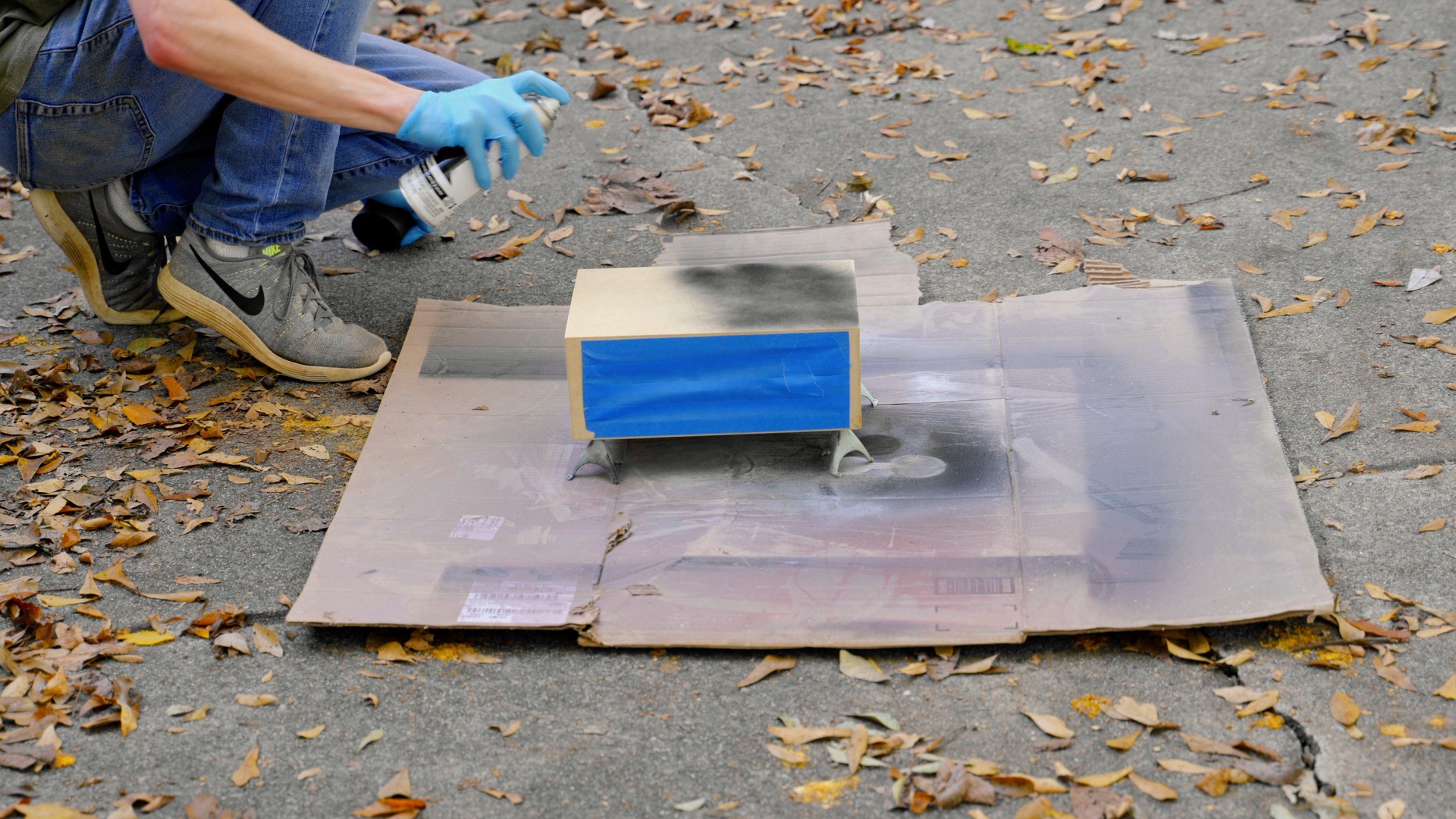 Spray paint the Bluetooth speaker box black
