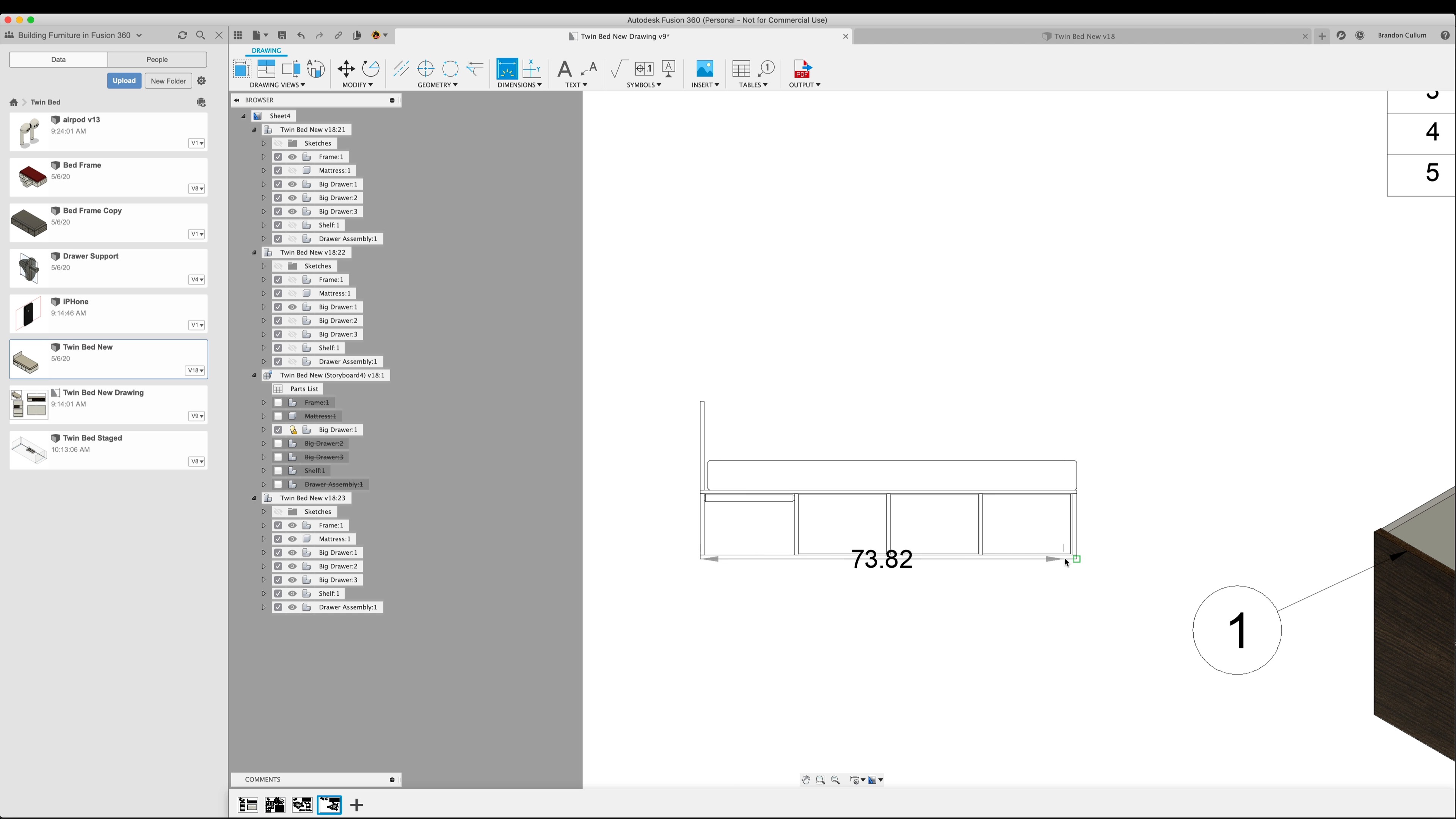 Dimension in drawings in Fusion 360