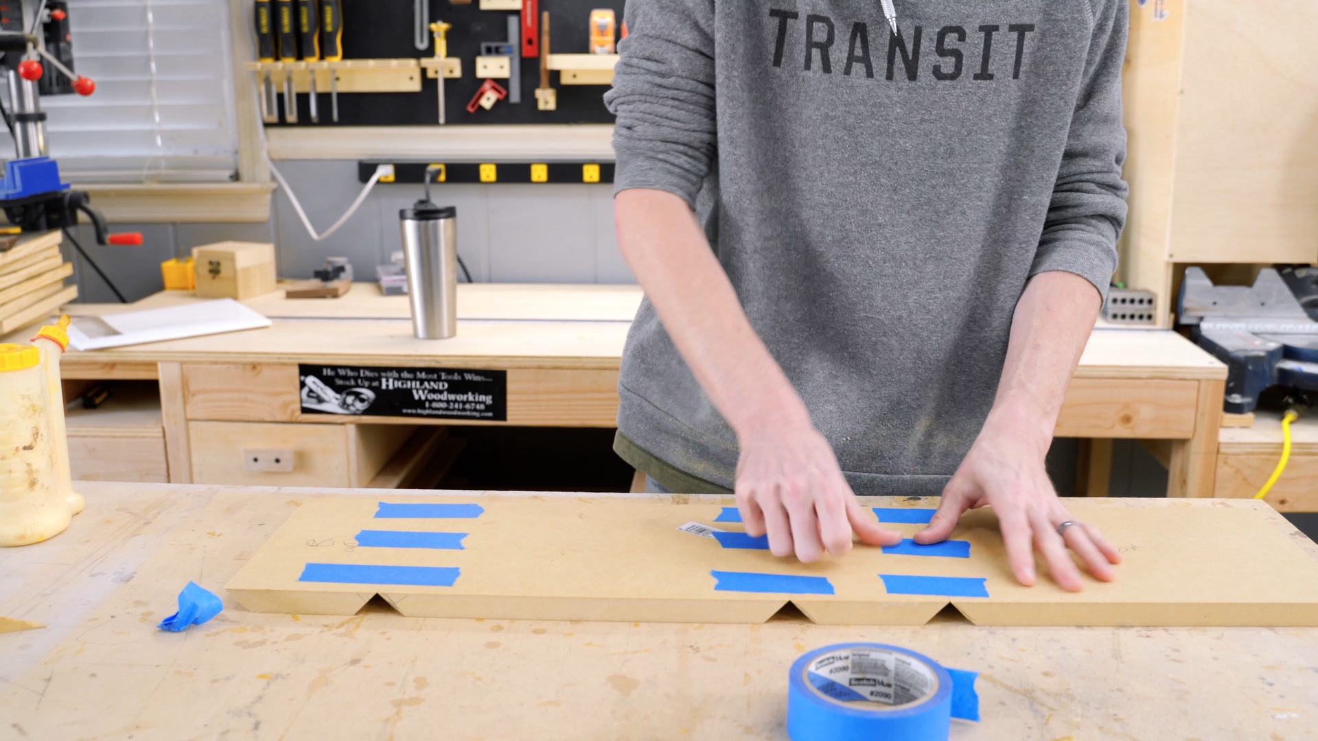 Use blue tape to assemble the Bluetooth speaker box together