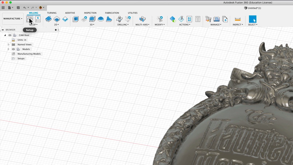 Create a new setup in Fusion 360