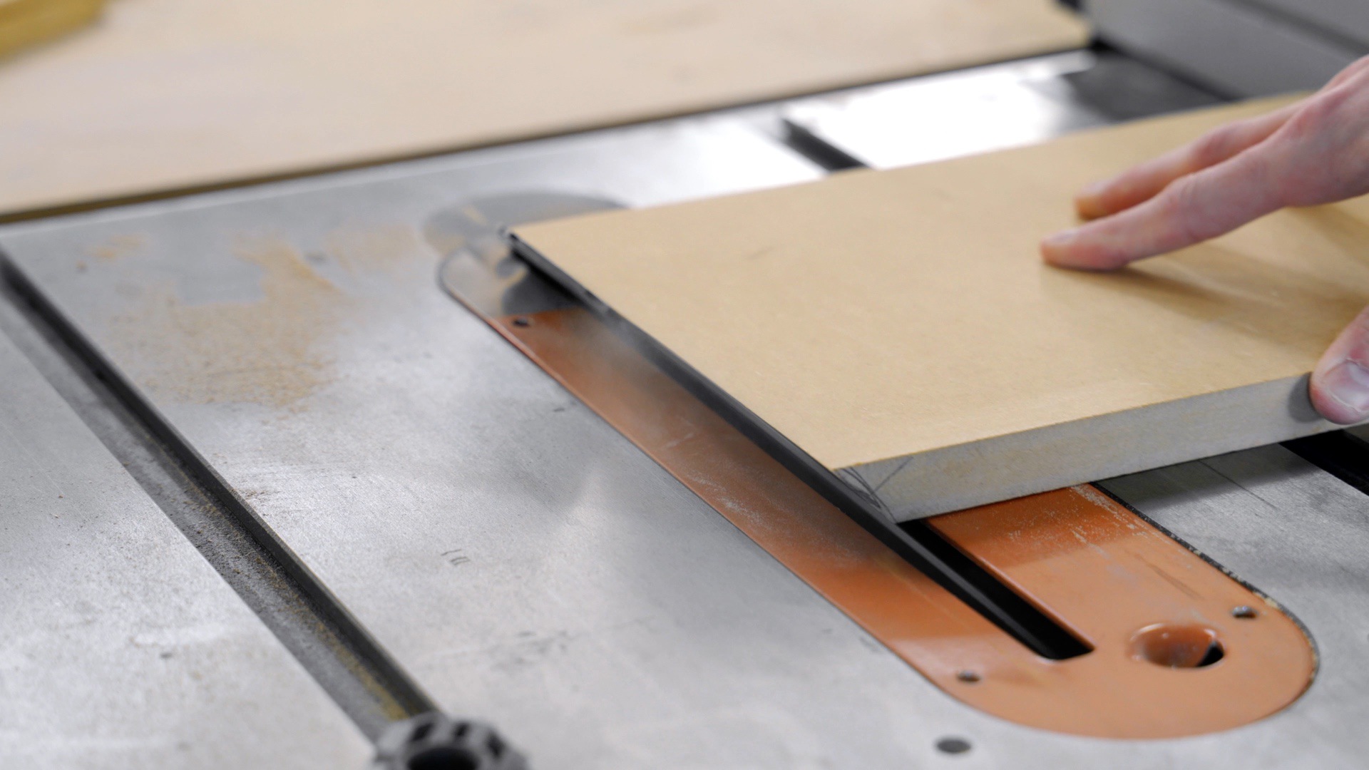 Cut MDF at an angle on table saw