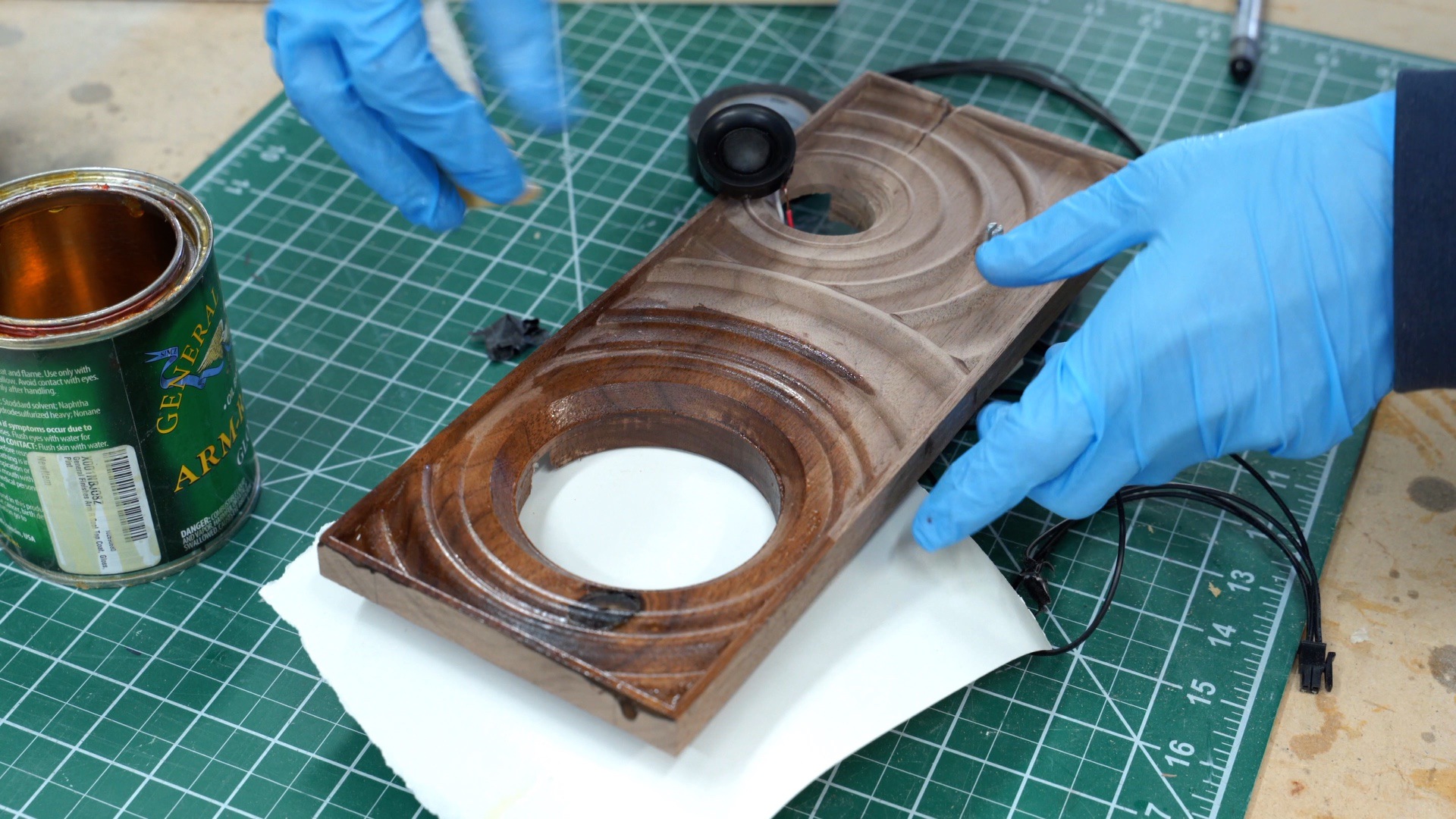 Apply finish to the front face of the Bluetooth Speaker