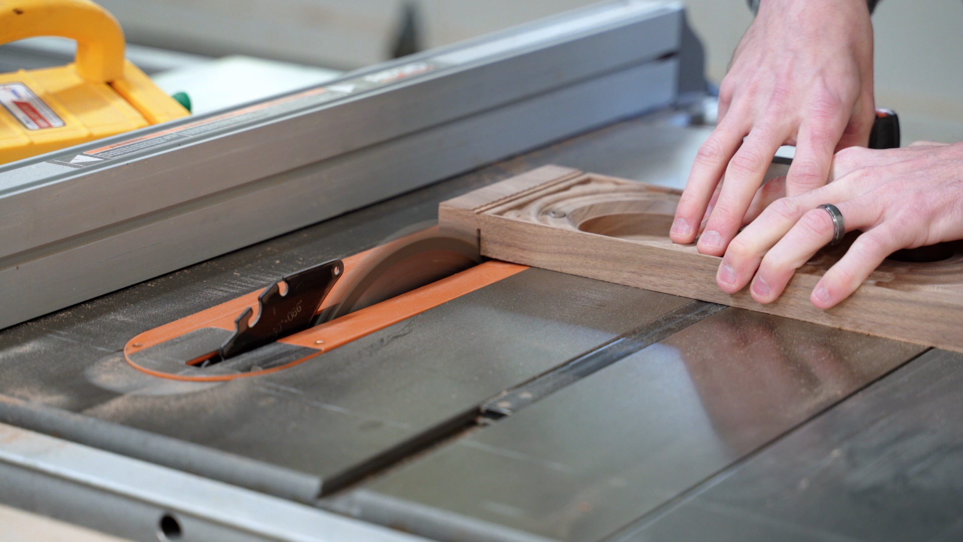 Trim walnut front face to size