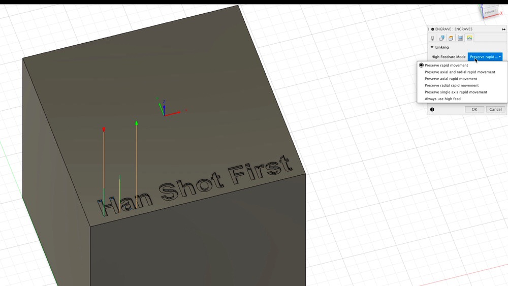 Linking rapid movement in Fusion 360